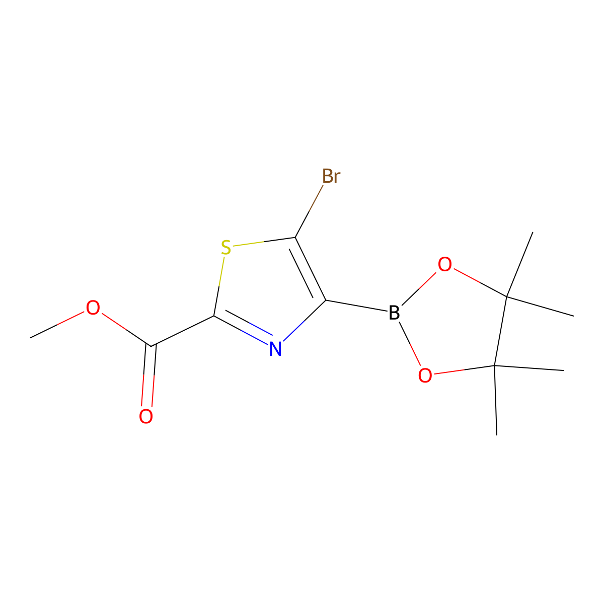 Methyl 5-bromothiazole2-carboxylate-4-boronic acid pinacol ester molecular structure, CAS 2223029-95-4