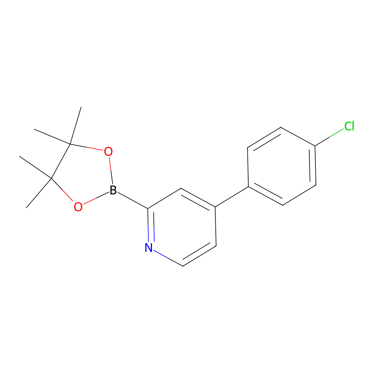 4-(4-Chlorophenyl)-2-(4,4,5,5-tetramethyl-1,3,2-dioxaborolan-2-yl)pyridine molecular structure, CAS 2223029-98-7