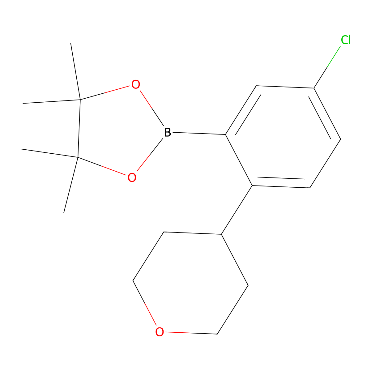2-(4-Tetrahydropyranyl)-5-chlorophenylboronic acid pinacol ester molecular structure, CAS 2223029-99-8
