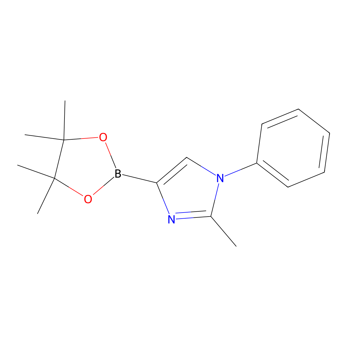 2-methyl-1-phenyl-4-(4,4,5,5-tetramethyl-1,3,2-dioxaborolan-2-yl)-1H-imidazole molecular structure, CAS 2223030-03-1