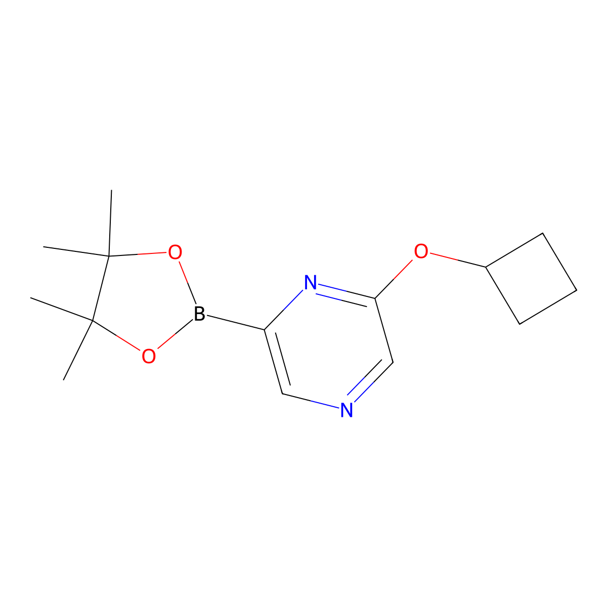 2-Cyclobutoxy-6-(4,4,5,5-tetramethyl-1,3,2-dioxaborolan-2-YL)pyrazine molecular structure, CAS 2223030-06-4