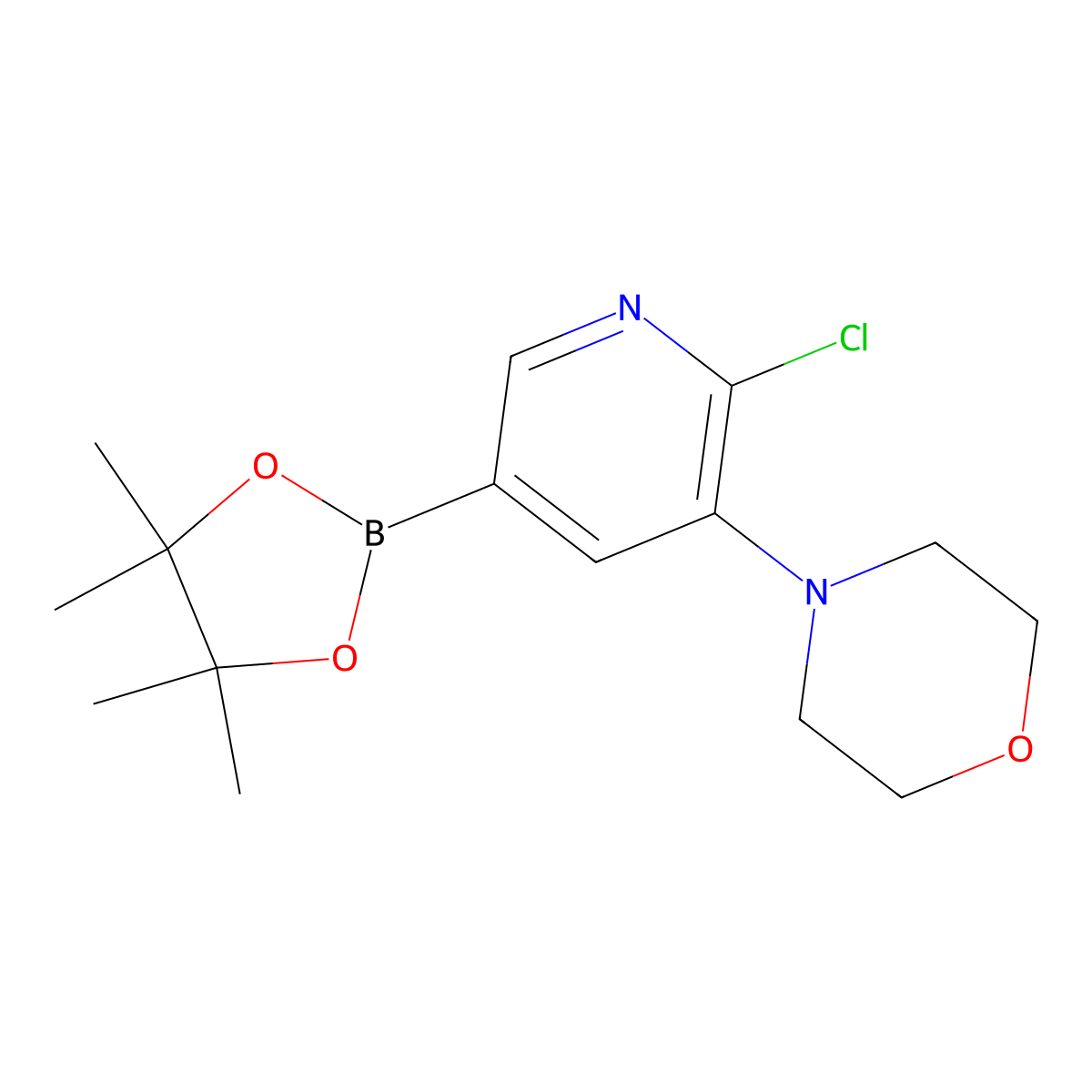 6-Chloro-5-(morpholino)pyridine-3-boronic acid pinacol ester molecular structure, CAS 2223030-10-0