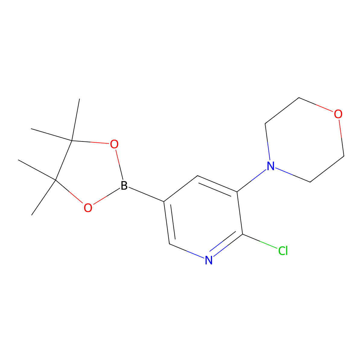 6-Chloro-5-(morpholino)pyridine-3-boronic acid pinacol ester molecular structure, CAS 2223030-10-0