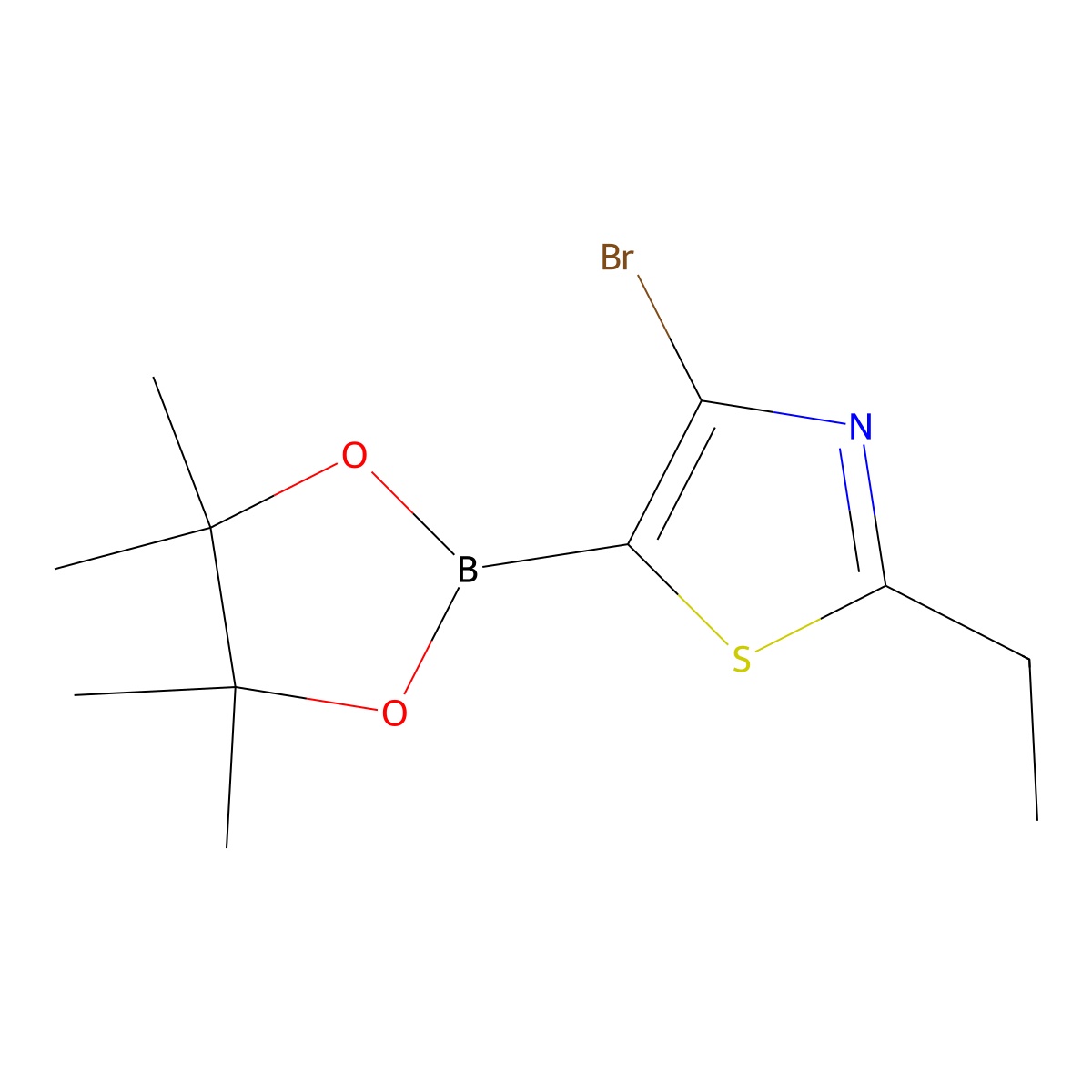 4-Bromo-2-ethylthiazole-5-boronic acid pinacol ester molecular structure, CAS 2223030-11-1