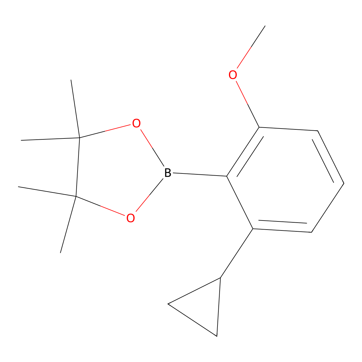 2-(2-Cyclopropyl-6-methoxyphenyl)-4,4,5,5-tetramethyl-1,3,2-dioxaborolane molecular structure, CAS 2223030-13-3