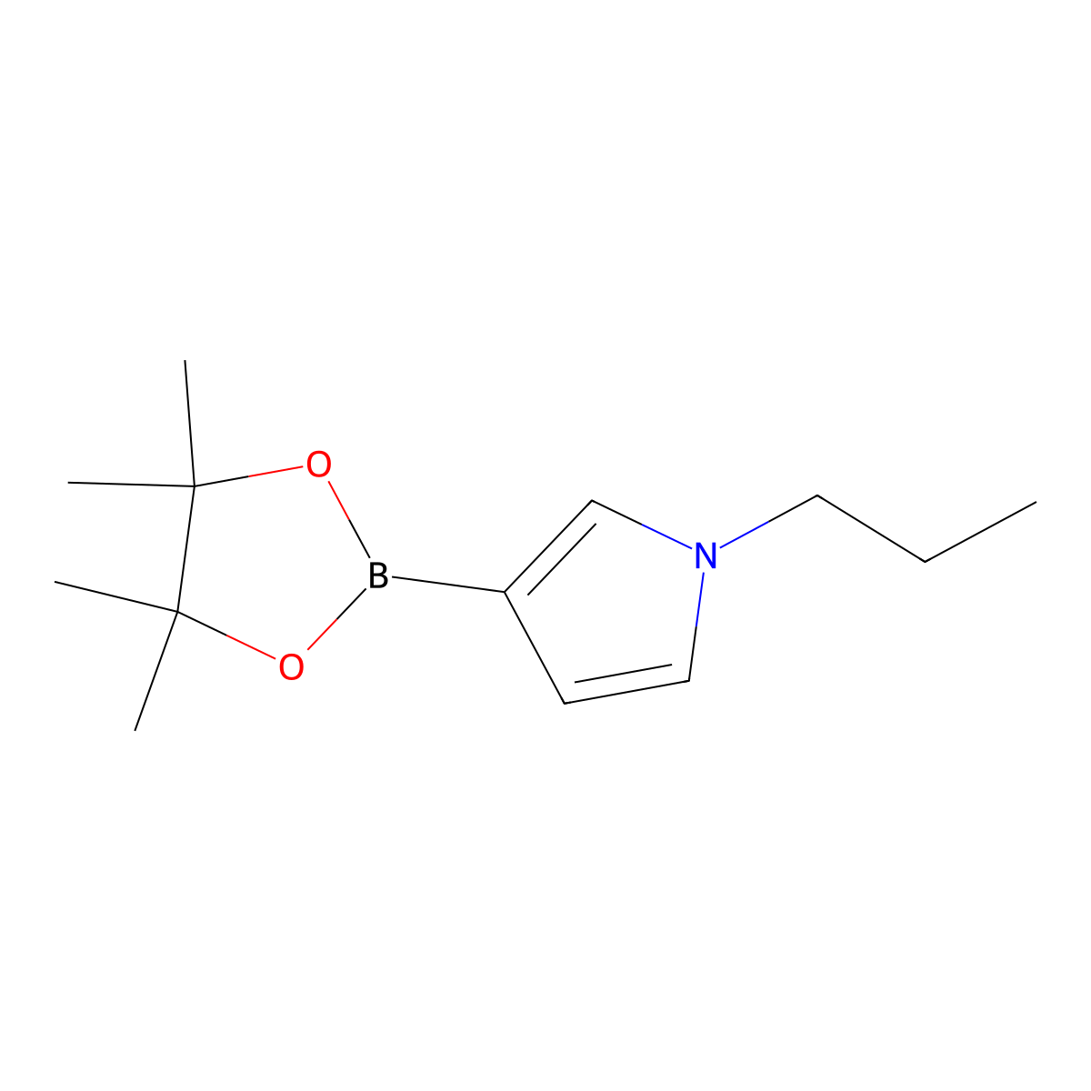 1-Propyl-3-(4,4,5,5-tetramethyl-1,3,2-dioxaborolan-2-yl)-1H-pyrrole molecular structure, CAS 2223030-16-6