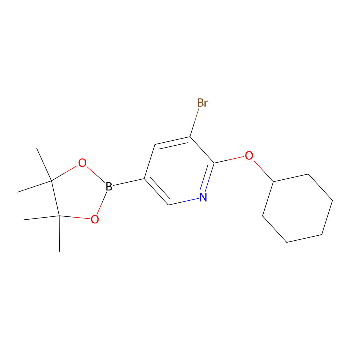 5-Bromo-6-(cyclohexyloxy)pyridine-3-boronic acid pinacol ester molecular structure, CAS 2223030-17-7