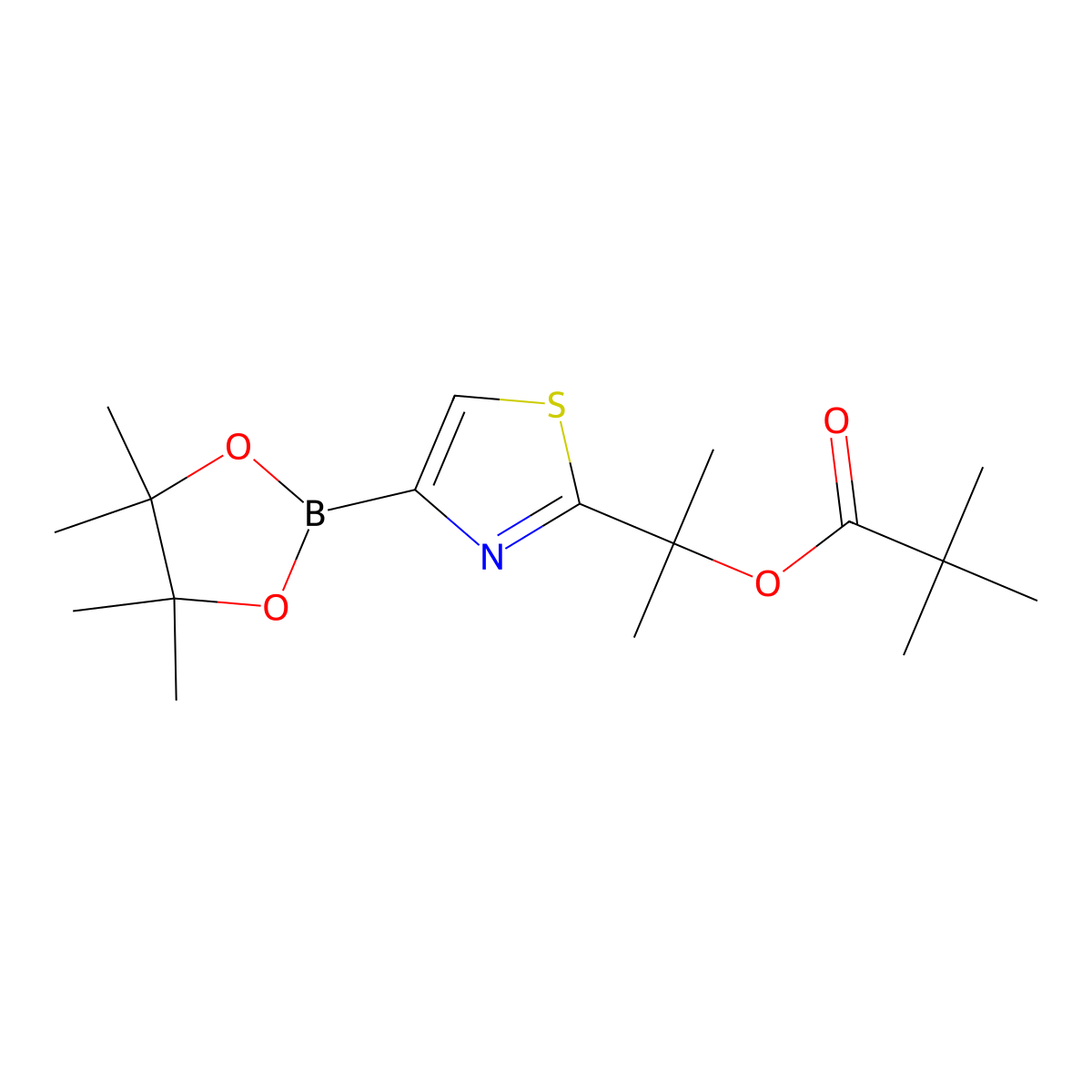 2-(1-Pivaloyloxy-1-methylethyl)thiazole-4-boronic acid pinacol ester molecular structure, CAS 2223030-18-8