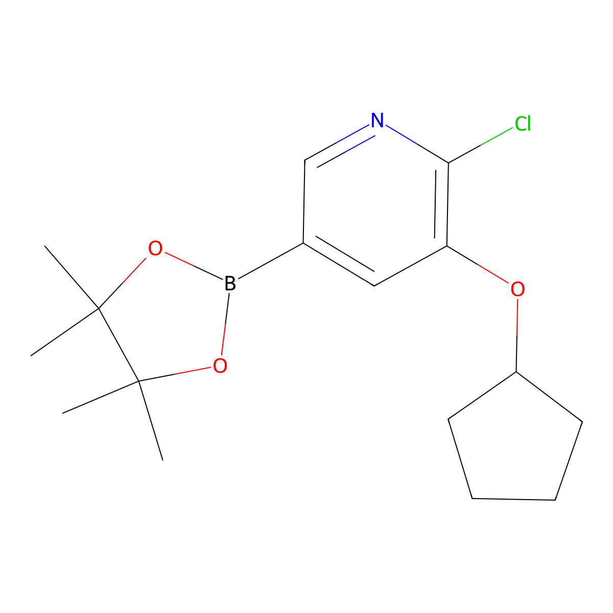 6-Chloro-5-(cyclopentoxy)pyridine-3-boronic acid pinacol ester molecular structure, CAS 2223030-22-4