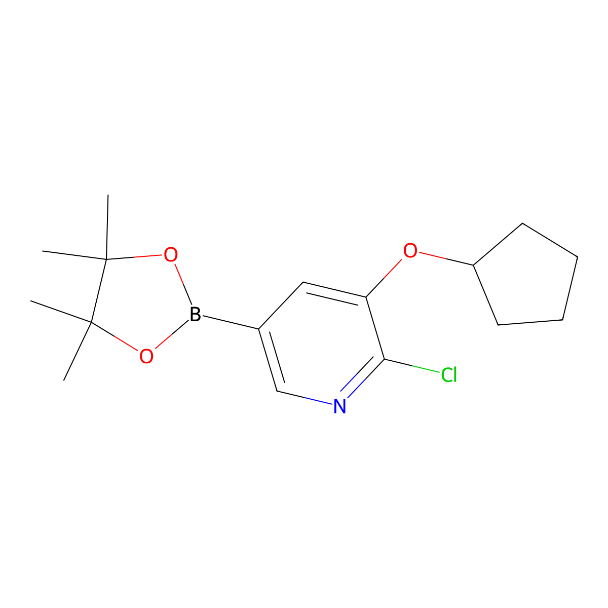 6-Chloro-5-(cyclopentoxy)pyridine-3-boronic acid pinacol ester molecular structure, CAS 2223030-22-4