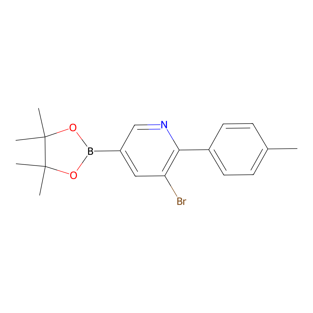 5-Bromo-6-(4-tolyl)pyridine-3-boronic acid pinacol ester molecular structure, CAS 2223030-29-1