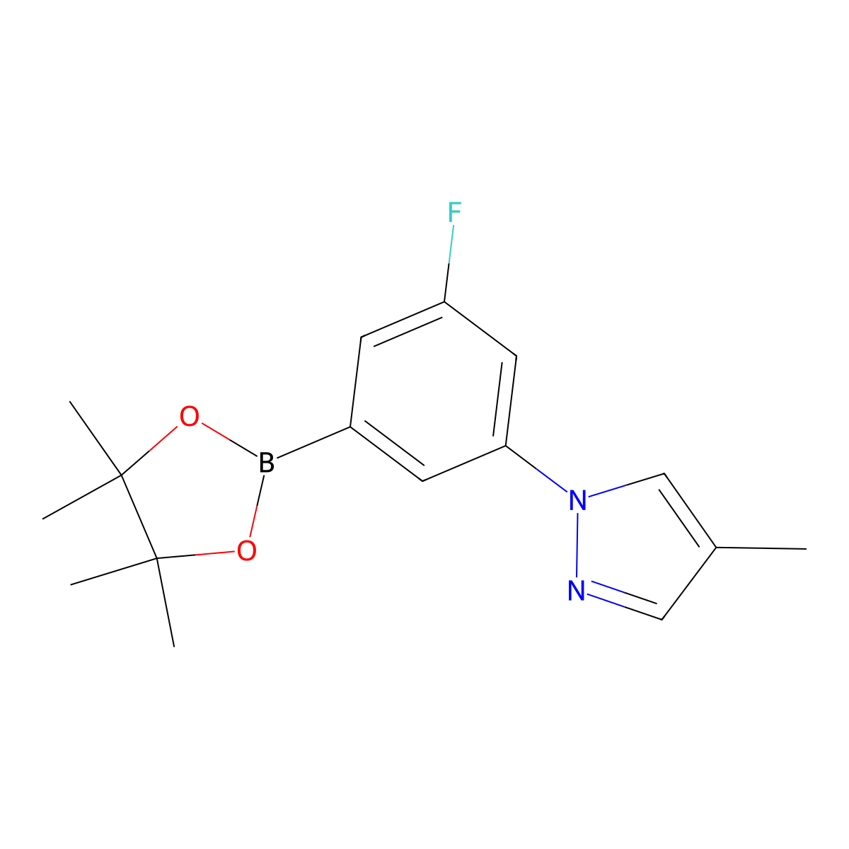 3-Fluoro-5-(4-methyl-1H-pyrazol-1-yl)phenylboronic acid pinacol ester molecular structure, CAS 2223030-31-5