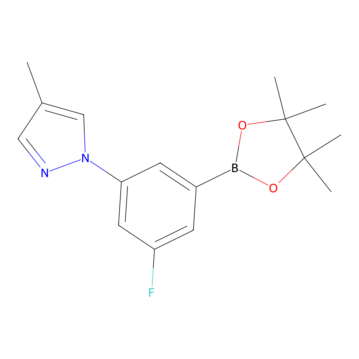 3-Fluoro-5-(4-methyl-1H-pyrazol-1-yl)phenylboronic acid pinacol ester molecular structure, CAS 2223030-31-5