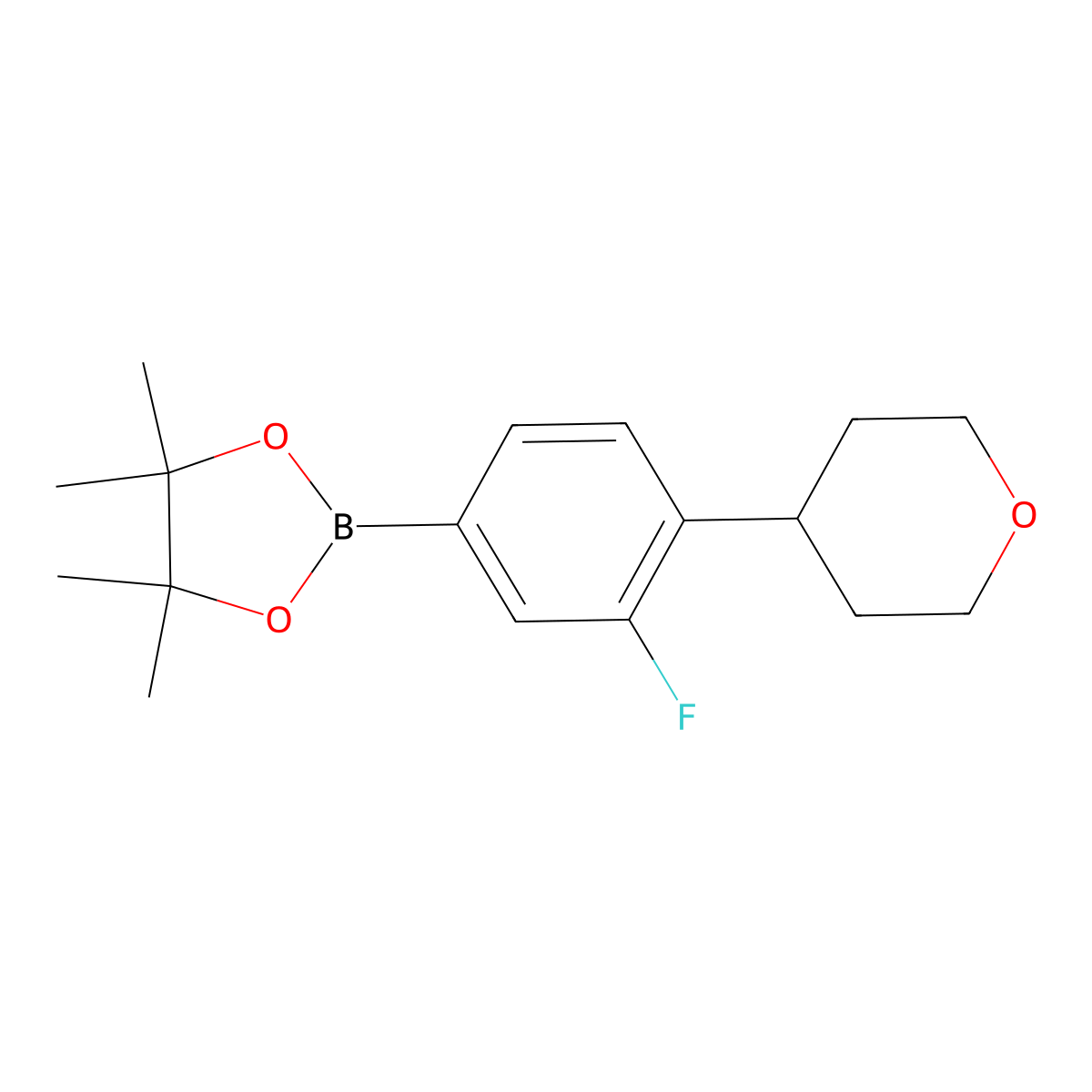 3-Fluoro-4-(oxan-4-yl)phenylboronic acid pinacol ester molecular structure, CAS 2223030-32-6