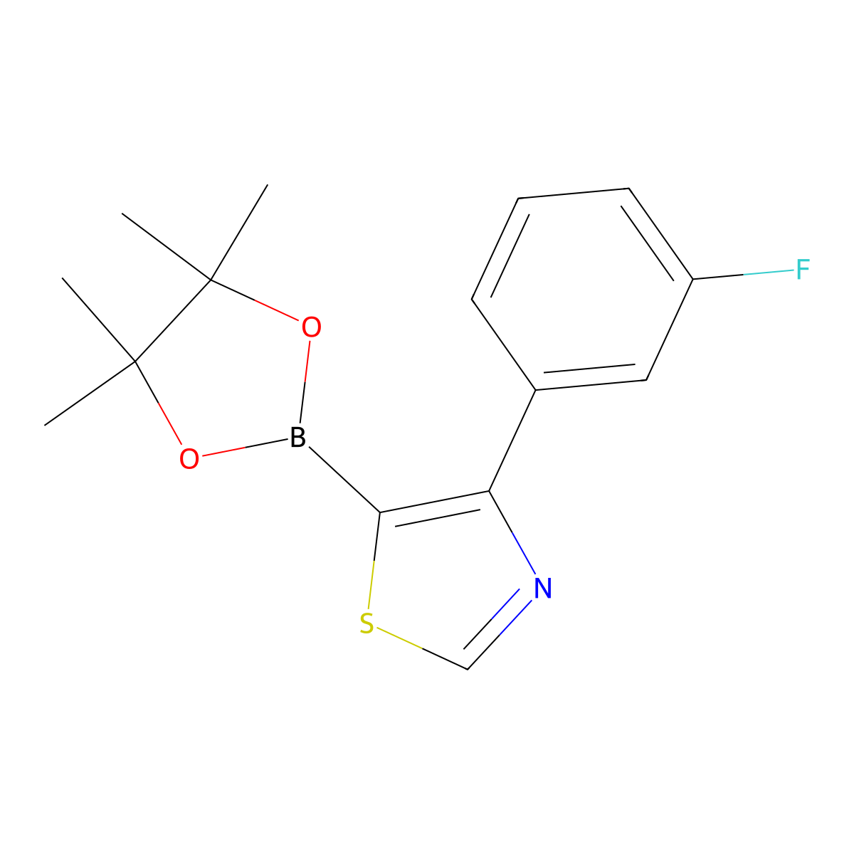 4-(3-Fluorophenyl)thiazole-5-boronic acid pinacol ester molecular structure, CAS 2223030-43-9