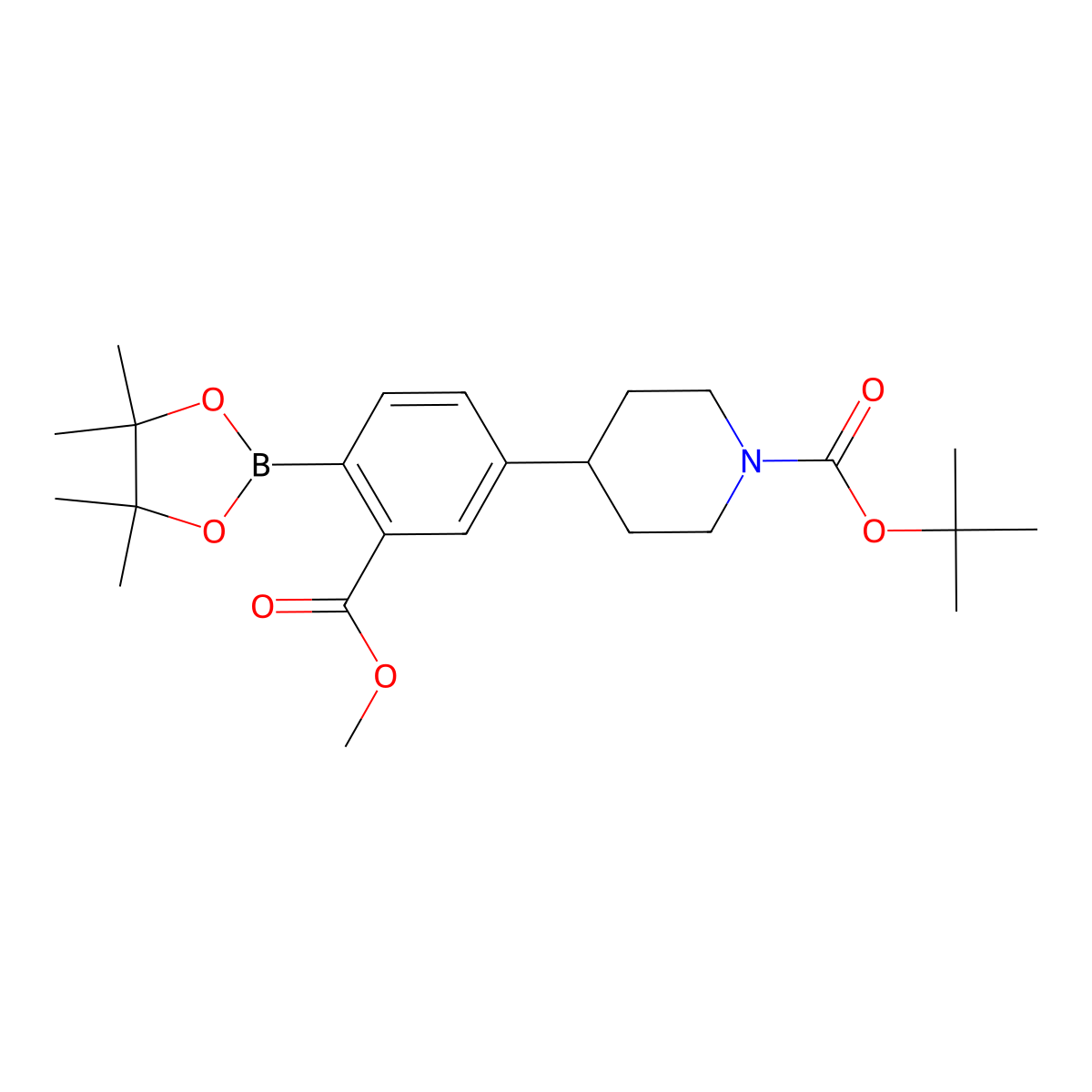 2-Methoxycarbonyl-4-(N-Boc-piperidin-4-yl)phenylboronic acid pinacol ester molecular structure, CAS 2223030-48-4