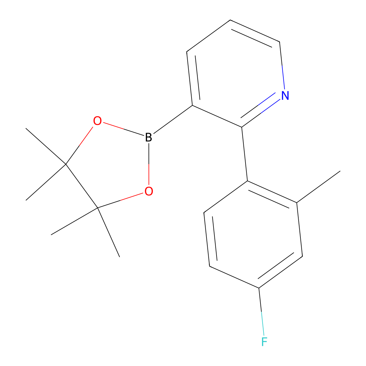2-(2-Methyl-4-fluorophenyl)pyridine-3-boronic acid pinacol ester molecular structure, CAS 2223030-50-8