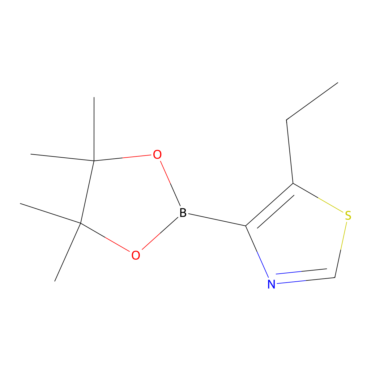 5-Ethyl-4-(4,4,5,5-tetramethyl-1,3,2-dioxaborolan-2-yl)thiazole molecular structure, CAS 2223030-51-9
