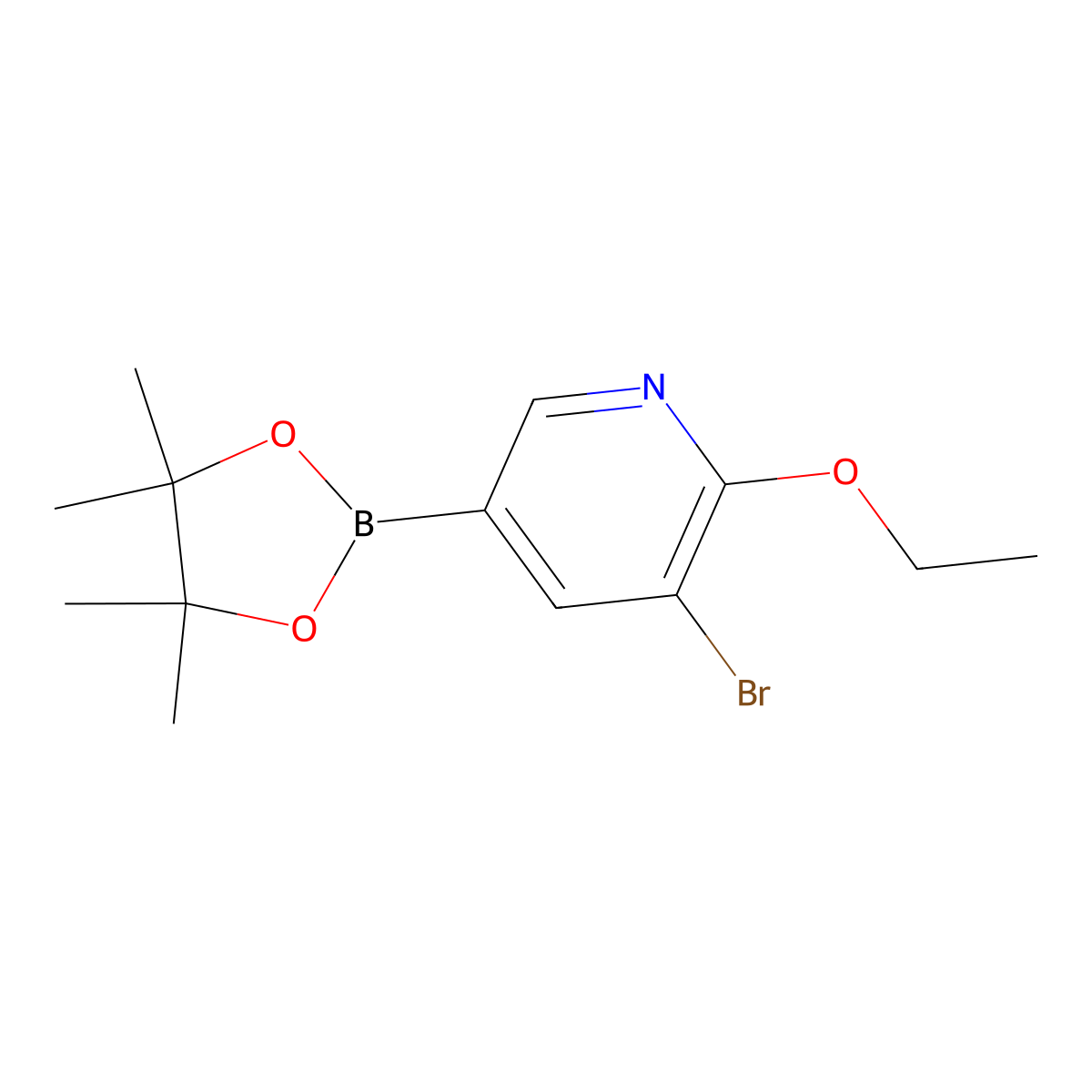 3-Bromo-2-ethoxy-5-(4,4,5,5-tetramethyl-1,3,2-dioxaborolan-2-YL)pyridine molecular structure, CAS 2223030-52-0