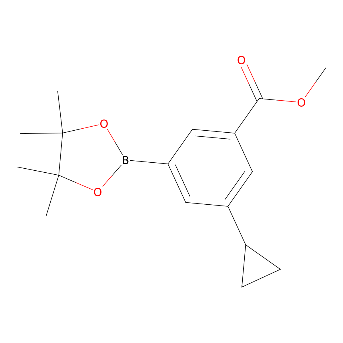 3-Cyclopropyl-5-(methoxycarbonyl)phenylboronic acid pinacol ester molecular structure, CAS 2223030-56-4