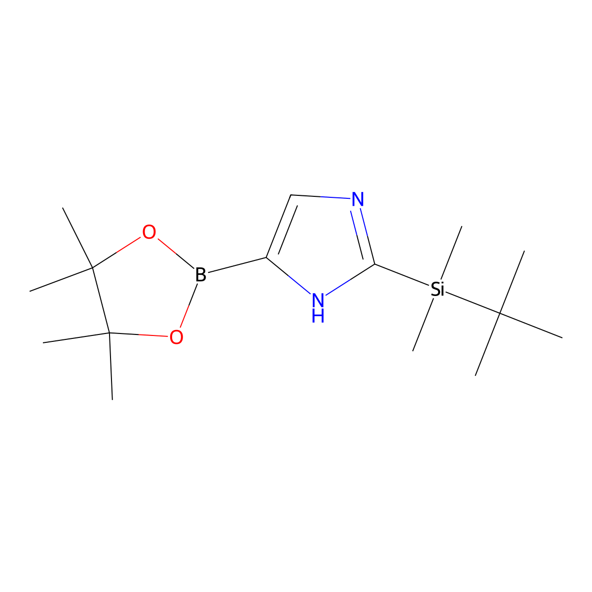 2-(tert-butyldimethylsilyl)-1H-imidazole-4-boronic acid pinacol ester molecular structure, CAS 2223030-65-5