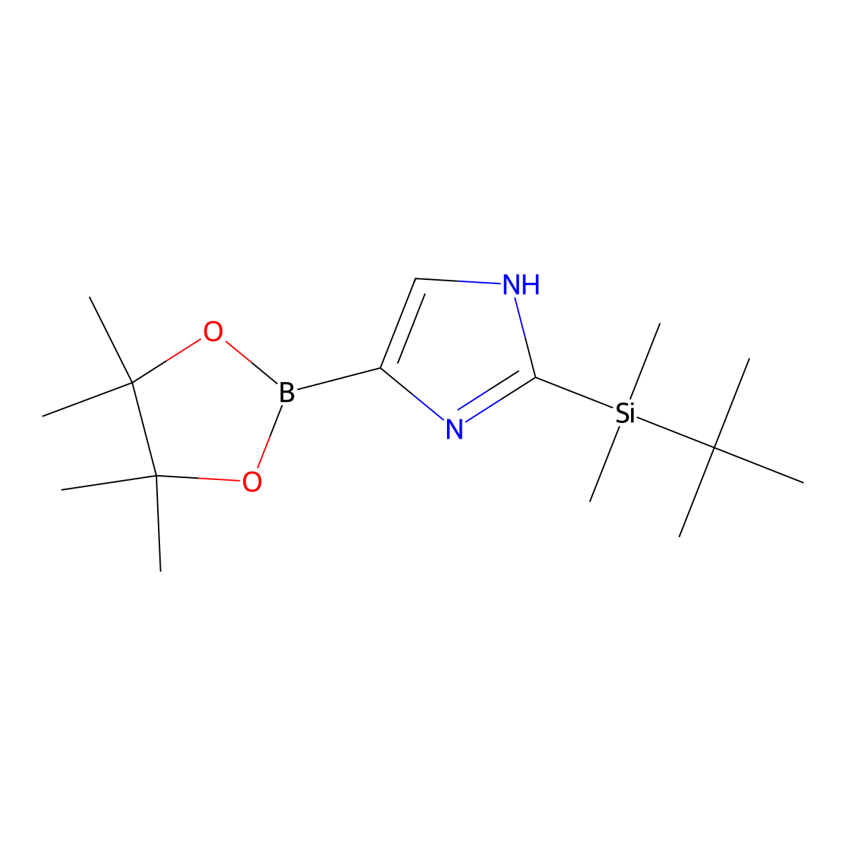 2-(tert-butyldimethylsilyl)-1H-imidazole-4-boronic acid pinacol ester molecular structure, CAS 2223030-65-5