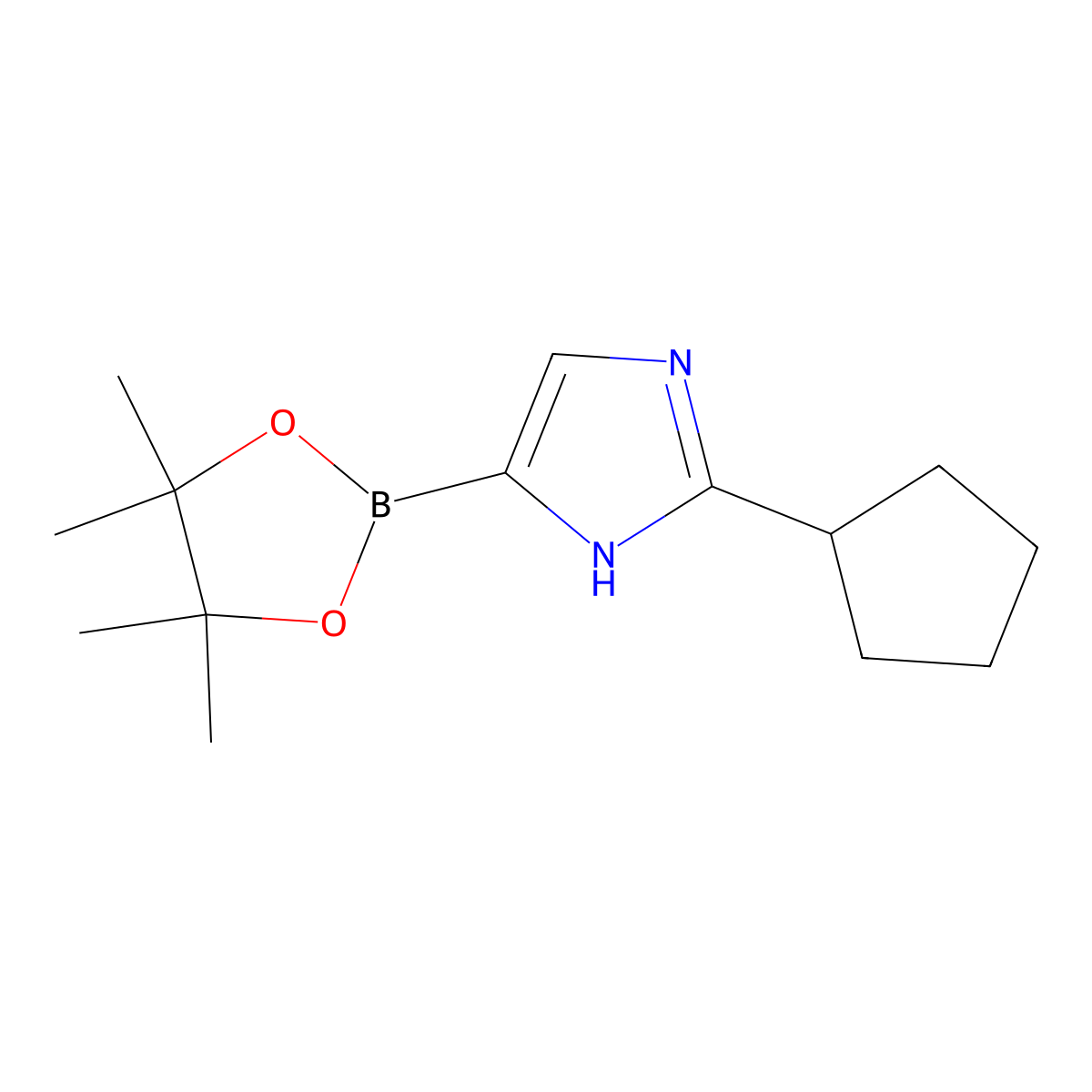 2-Cyclopentylimidazole-4-boronic acid pinacol ester molecular structure, CAS 2223030-68-8