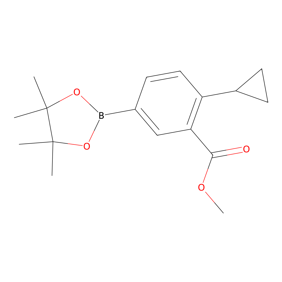 Methyl 2-cyclopropyl-5-(4,4,5,5-tetramethyl-1,3,2-dioxaborolan-2-yl)benzoate molecular structure, CAS 2223030-69-9