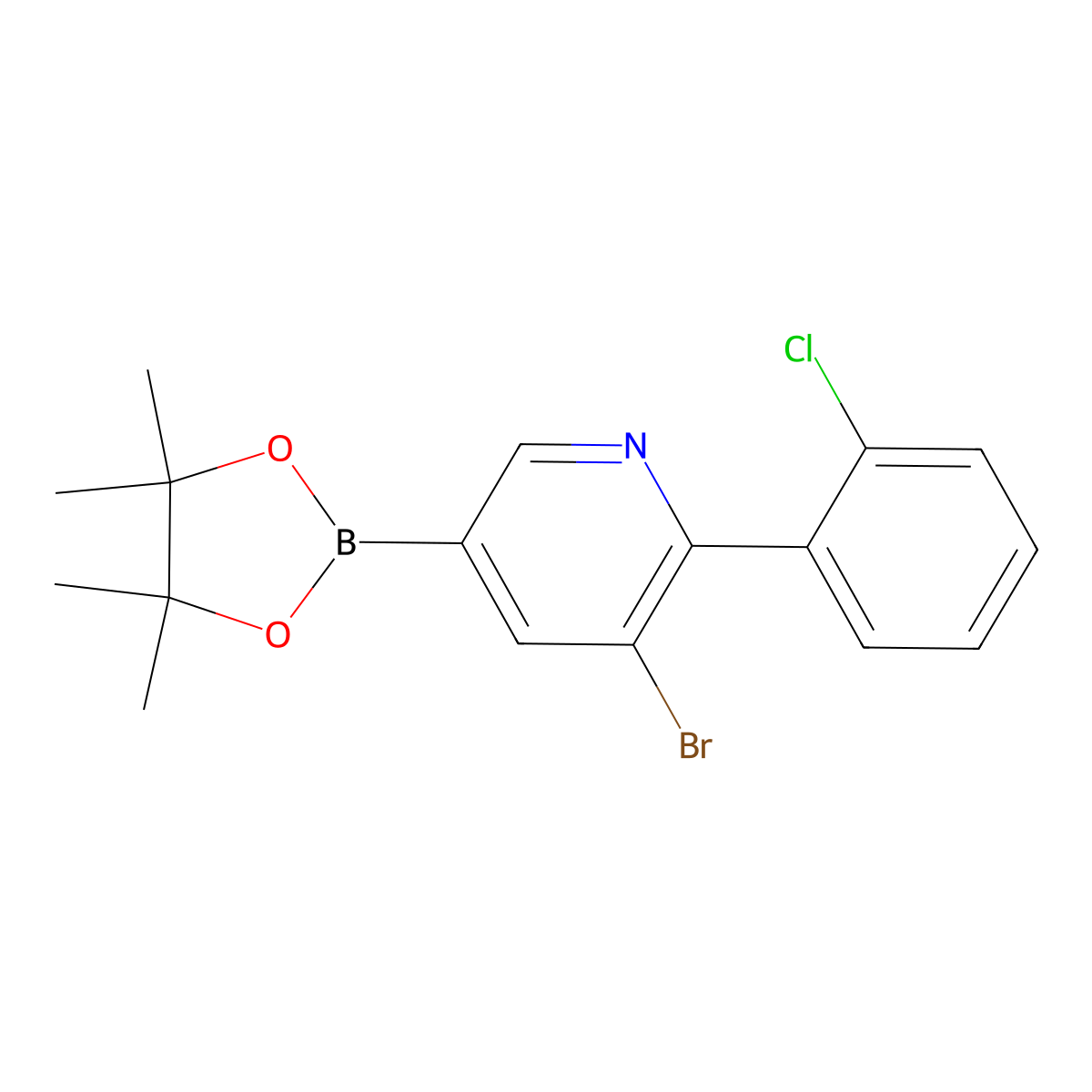 5-Bromo-6-(2-chlorophenyl)pyridine-3-boronic acid pinacol ester molecular structure, CAS 2223030-71-3