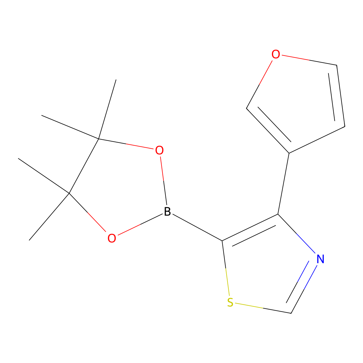 4-(3-Furyl)thiazole-5-boronic acid pinacol ester molecular structure, CAS 2223030-77-9