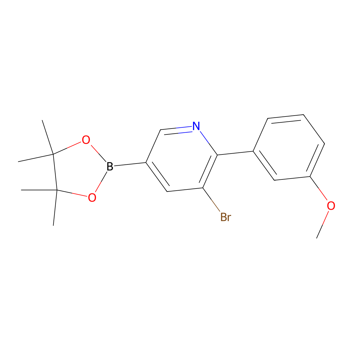 5-Bromo-6-(3-methoxyphenyl)pyridine-3-boronic acid pinacol ester molecular structure, CAS 2223030-79-1