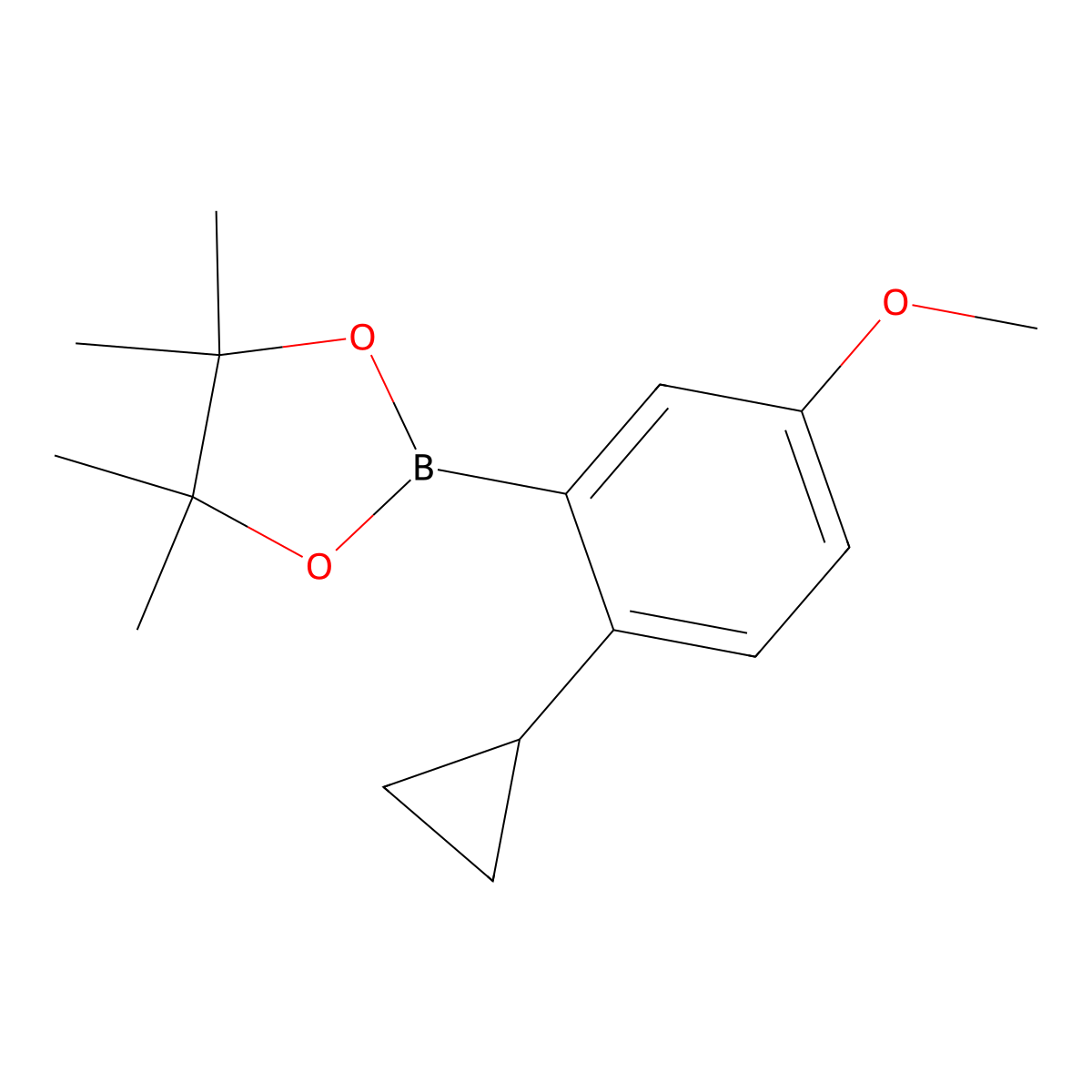 2-(2-Cyclopropyl-5-methoxyphenyl)-4,4,5,5-tetramethyl-1,3,2-dioxaborolane molecular structure, CAS 2223030-93-9