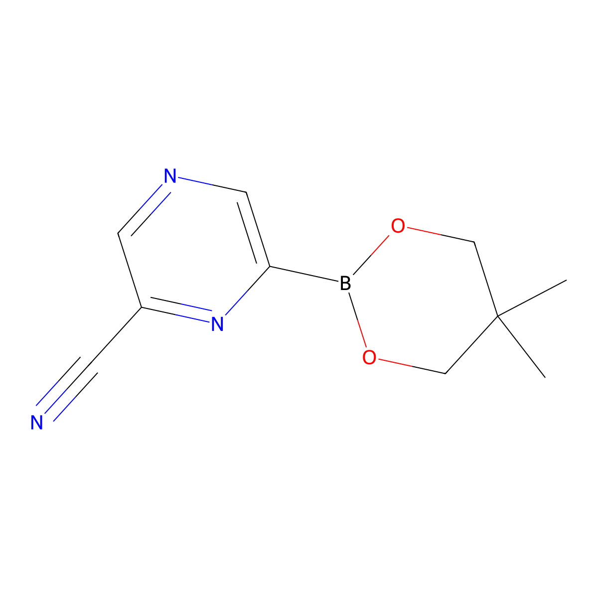6-Cyanopyrazine-2-boronic acid neopentylglycol ester molecular structure, CAS 2223030-94-0
