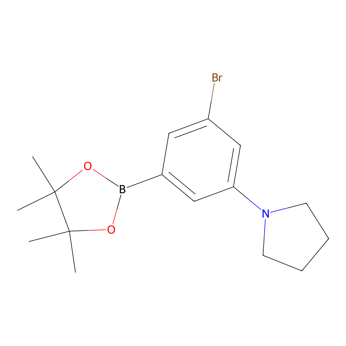 3-Bromo-5-(pyrrolidino)phenylboronic acid pinacol ester molecular structure, CAS 2223030-95-1