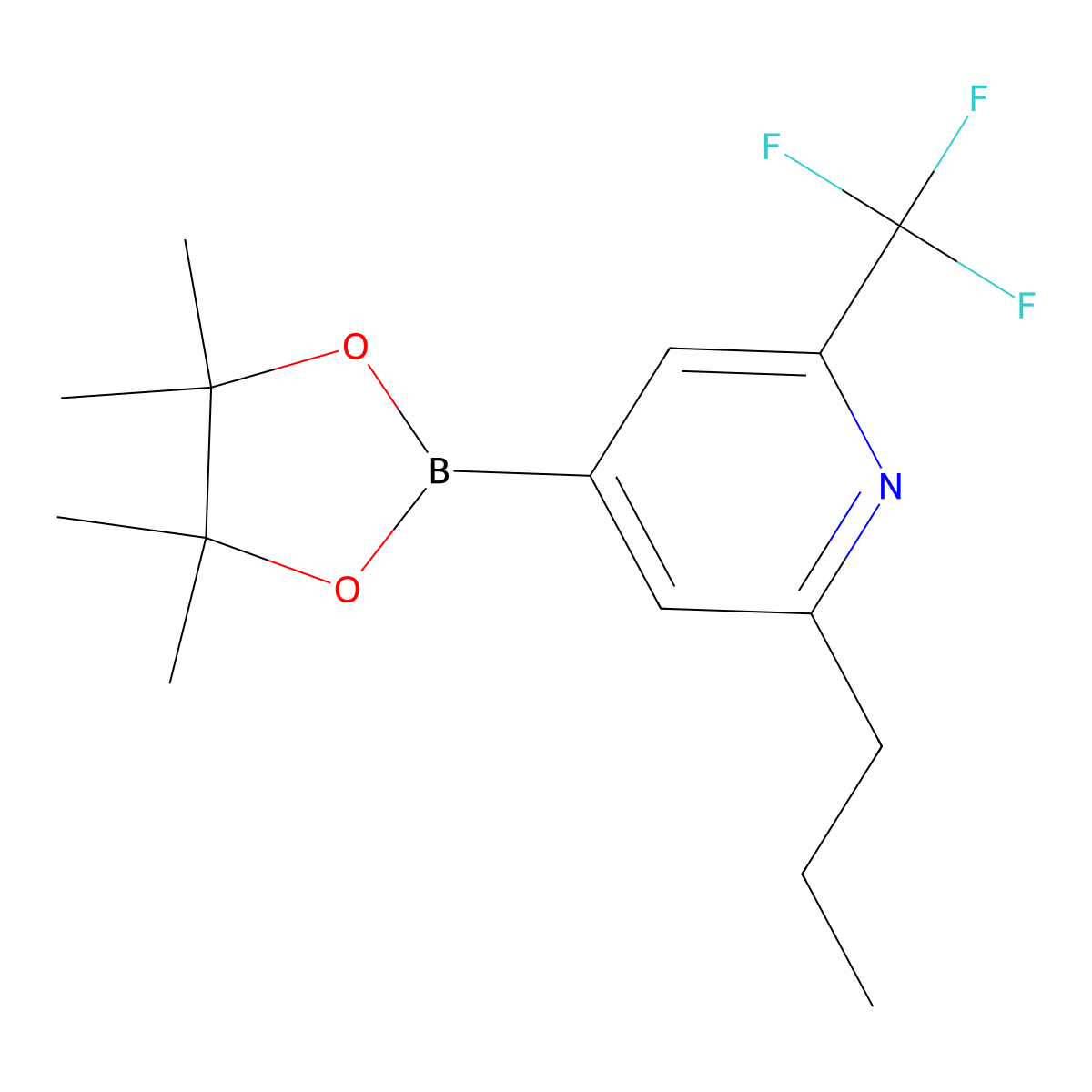 2-(n-Propyl)-6-trifluoromethylpyridine-4-boronic acid pinacol ester molecular structure, CAS 2223031-14-7