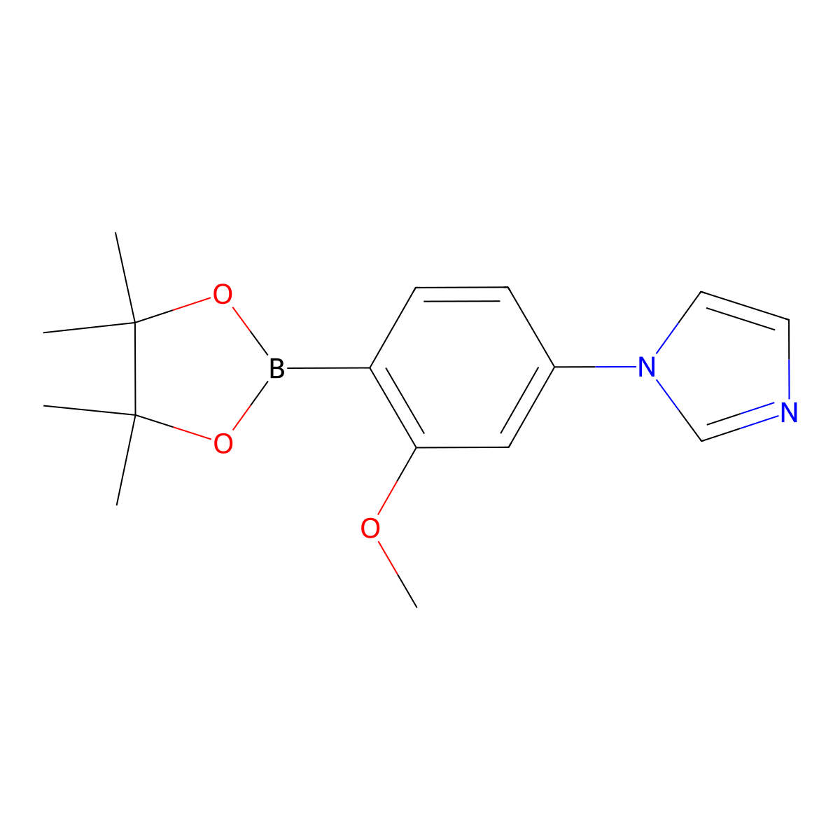 2-Methoxy-4-(imidazol-yl)phenylboronic acid pinacol ester molecular structure, CAS 2223031-32-9
