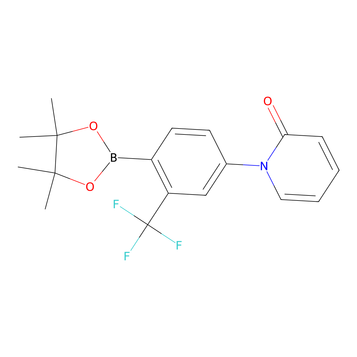 2-Trifluoromethyl-4-(1H-pyridin-2-one)phenylboronic acid pinacol ester molecular structure, CAS 2223031-38-5