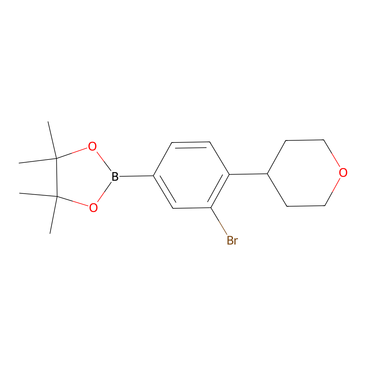 3-Bromo-4-(oxan-4-yl)phenylboronic acid pinacol ester molecular structure, CAS 2223031-55-6