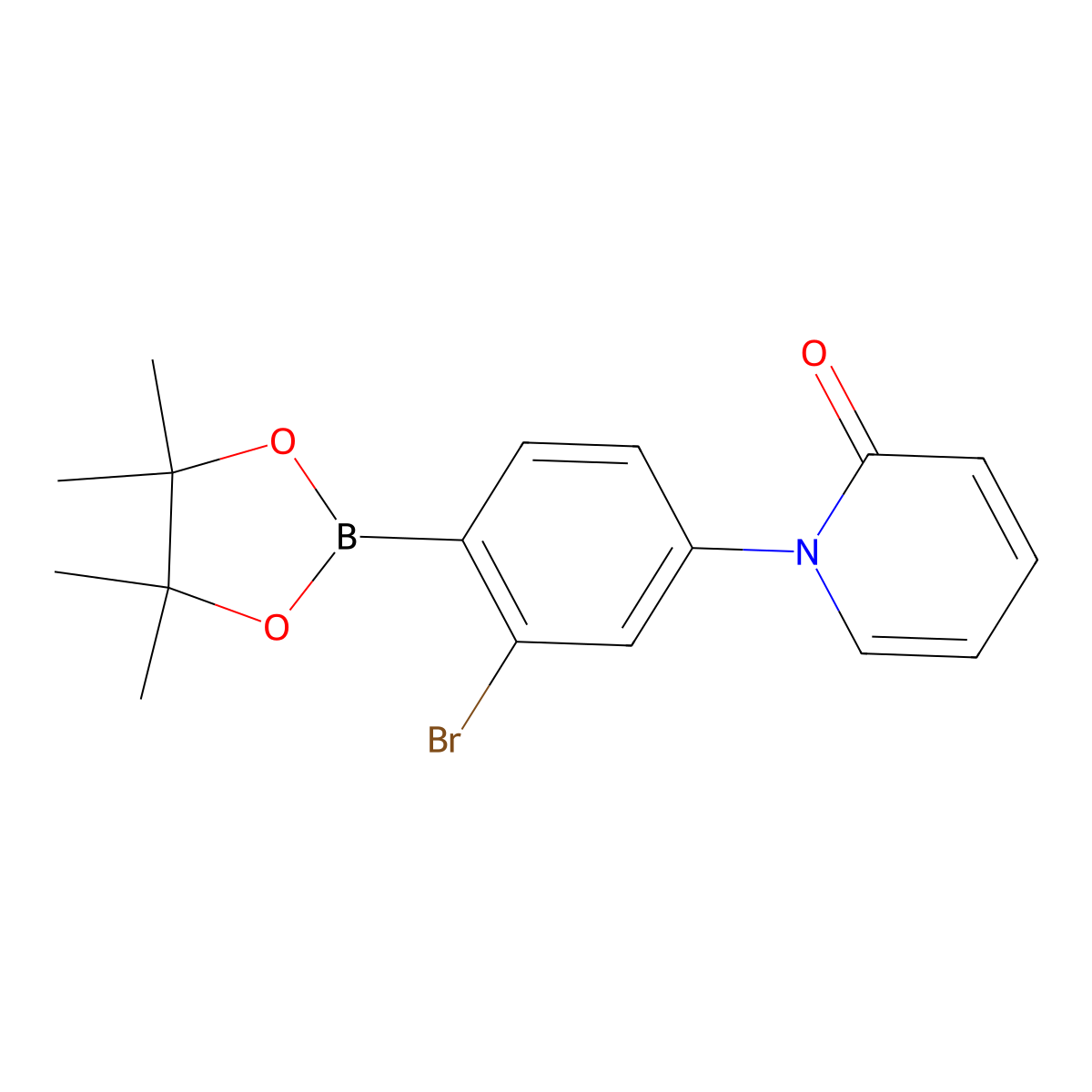 2-Bromo-4-(1H-pyridin-2-one)phenylboronic acid pinacol ester molecular structure, CAS 2223031-57-8