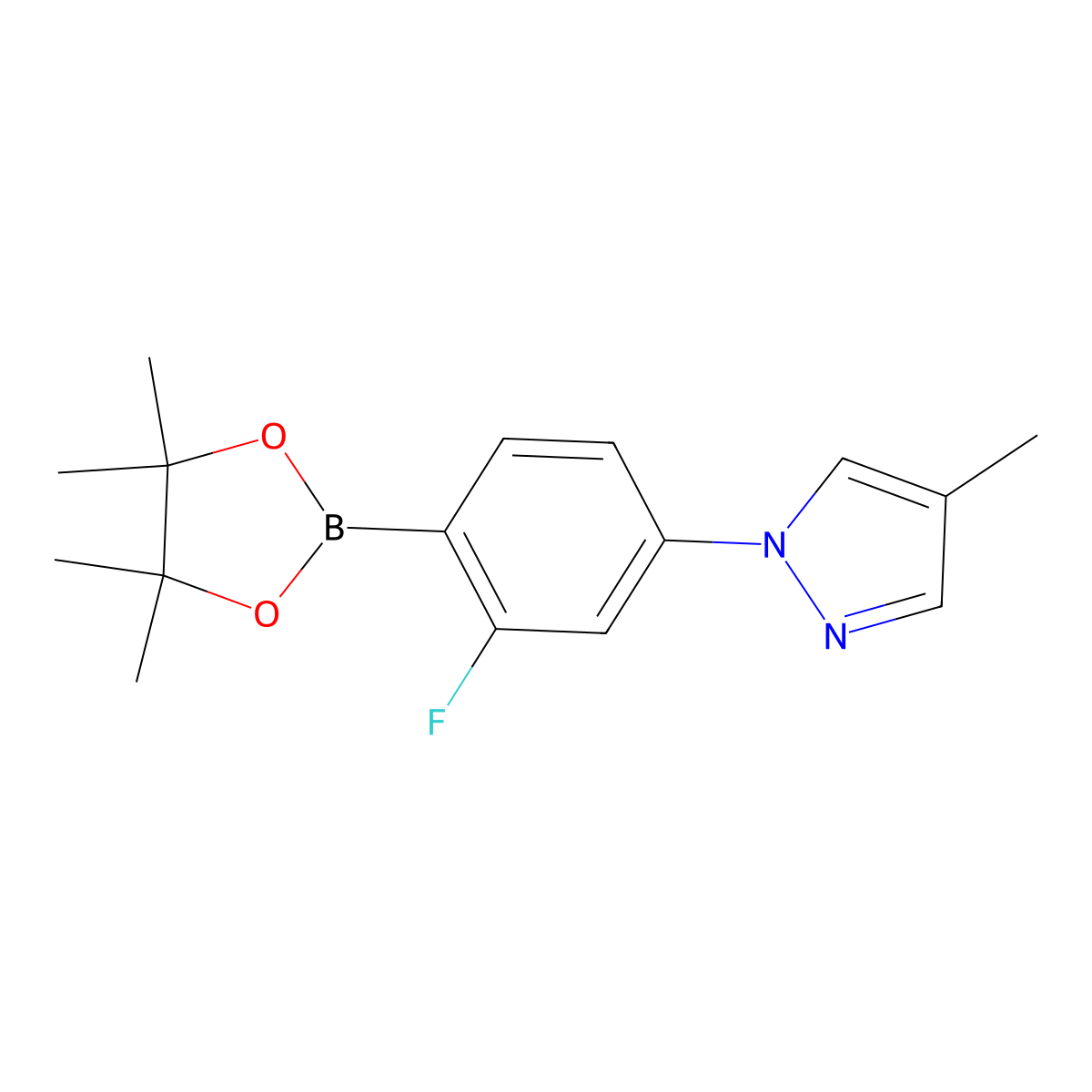 2-Fluoro-4-(4-methyl-1H-pyrazol-1-yl)phenylboronic acid pinacol ester molecular structure, CAS 2223031-59-0