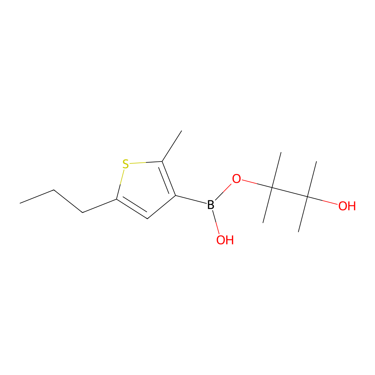 3-Hydroxy-2,3-dimethylbutan-2-yl hydrogen (2-methyl-5-propylthiophen-3-yl)boronate molecular structure, CAS 2223031-62-5