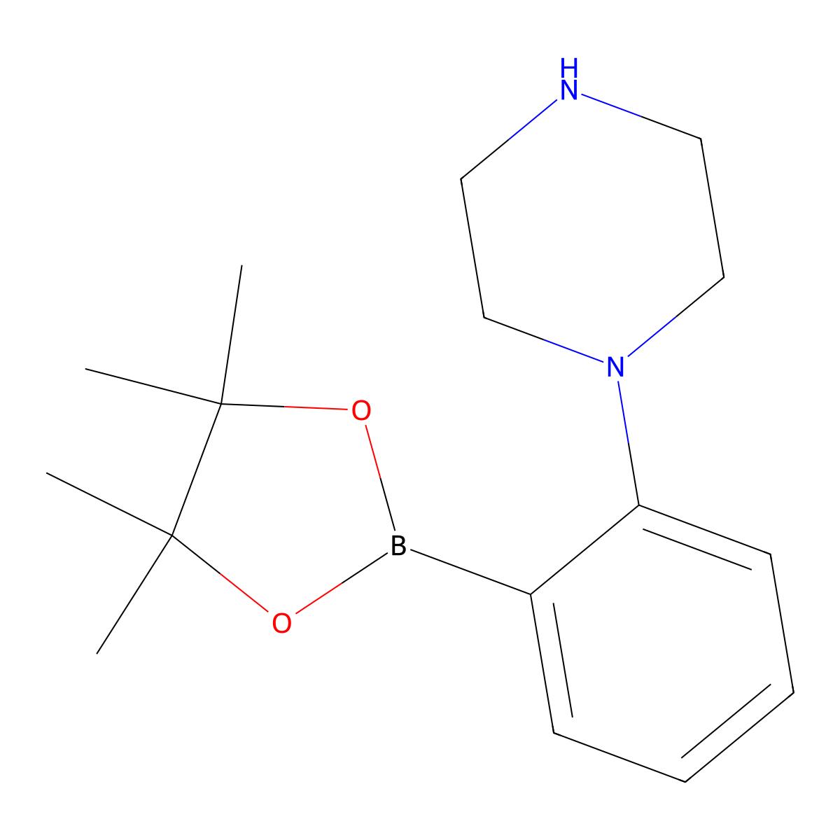 2-(Piperazin-1-yl)phenylboronic acid pinacol ester molecular structure, CAS 2223031-66-9