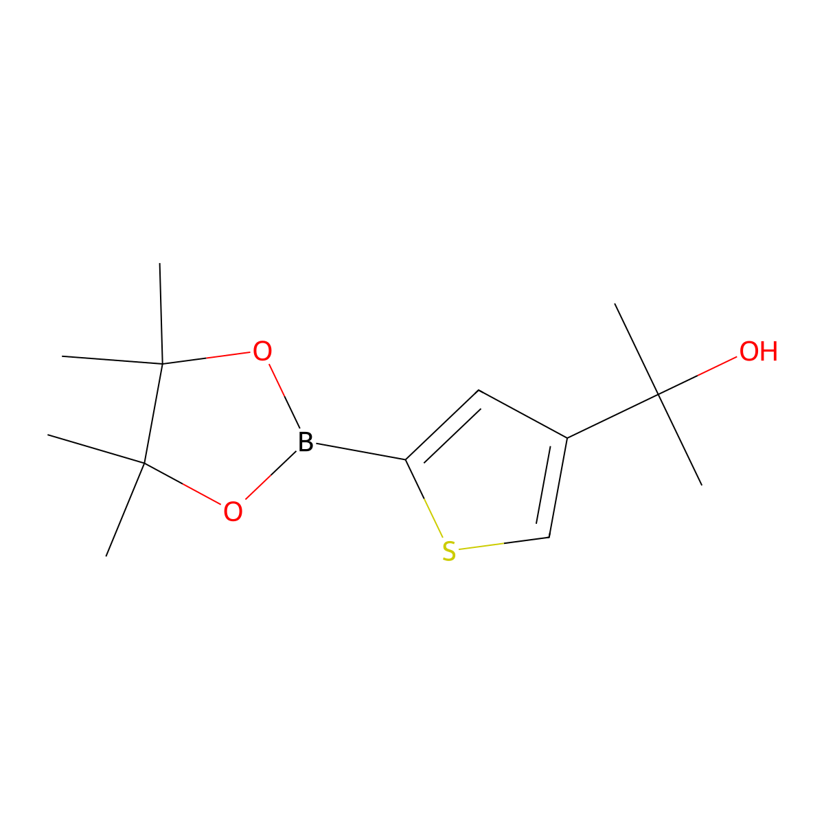 2-(5-(4,4,5,5-Tetramethyl-1,3,2-dioxaborolan-2-yl)thiophen-3-yl)propan-2-ol molecular structure, CAS 2223031-70-5