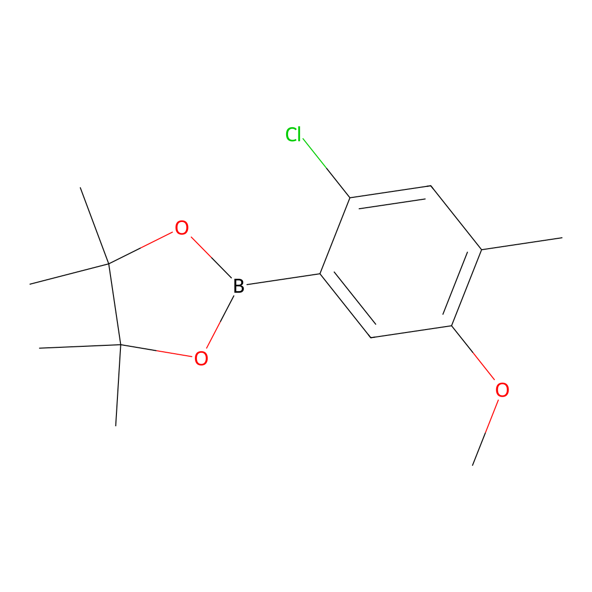 2-Chloro-4-methyl-5-methoxyphenylboronic acid pinacol ester molecular structure, CAS 2223031-75-0