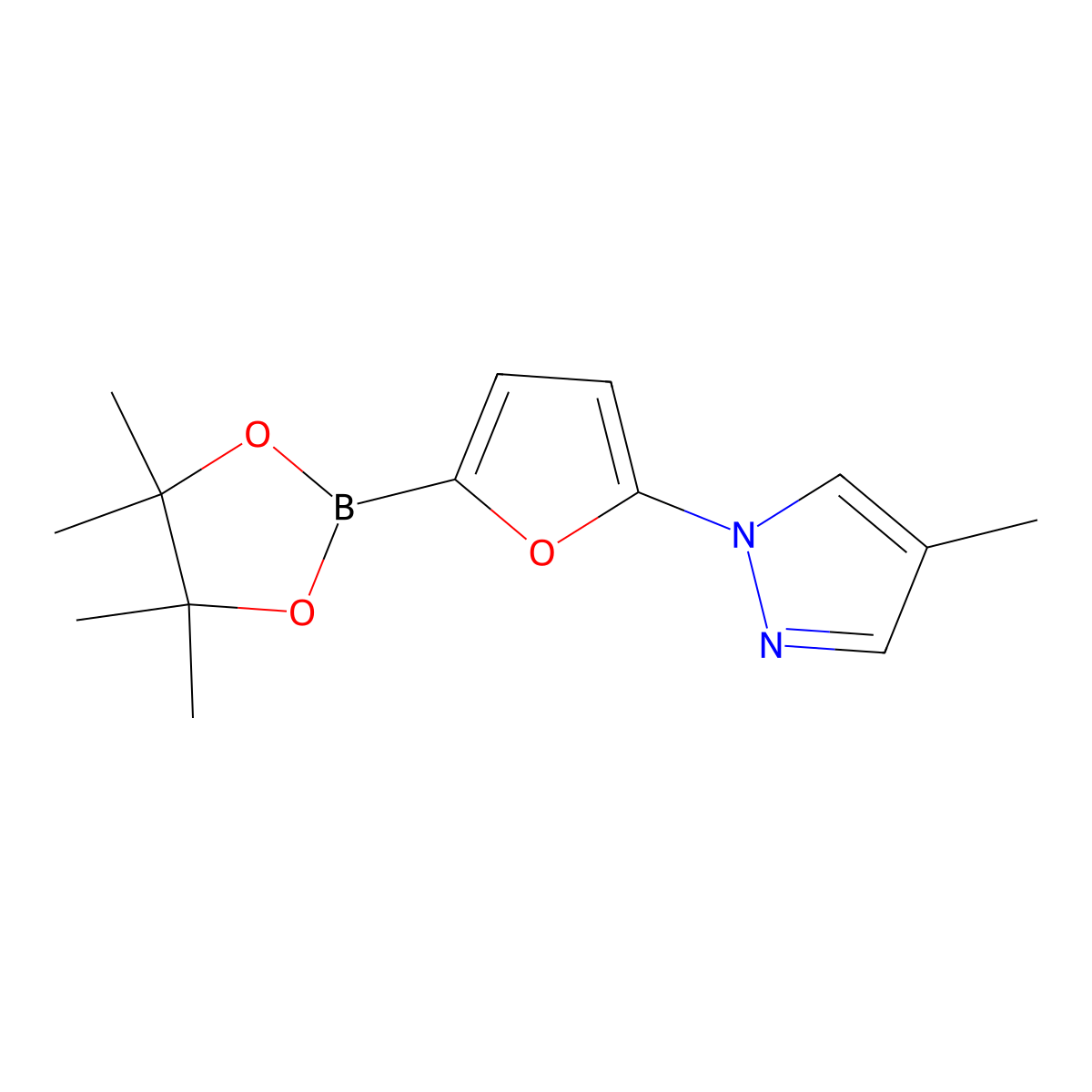 5-(4-Methyl-1H-pyrazol-1-yl)furan-2-boronic acid pinacol ester molecular structure, CAS 2223031-76-1