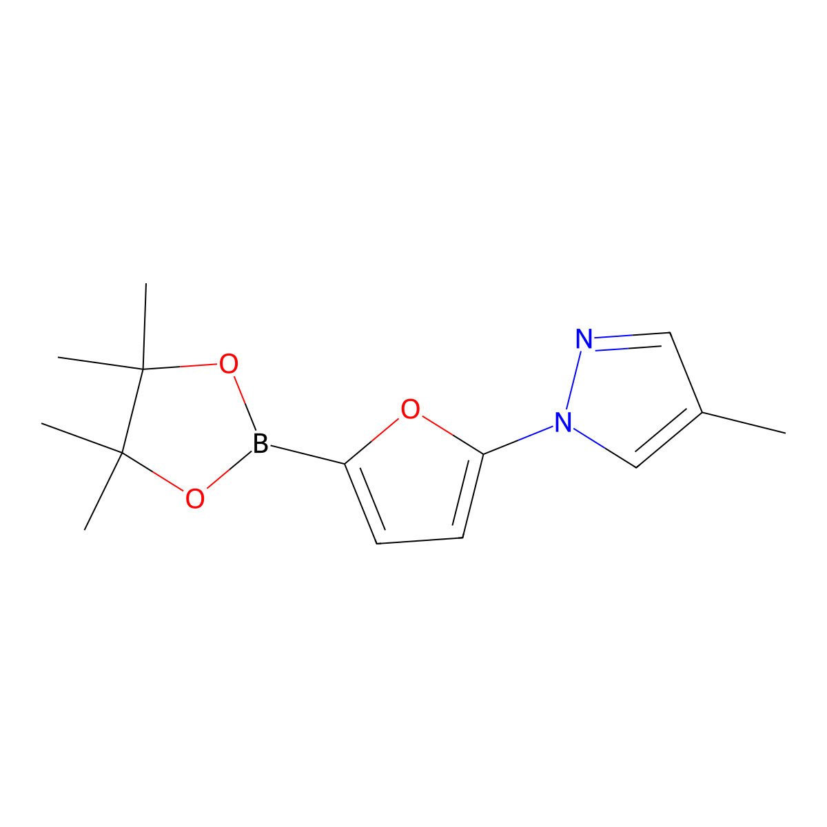 5-(4-Methyl-1H-pyrazol-1-yl)furan-2-boronic acid pinacol ester molecular structure, CAS 2223031-76-1