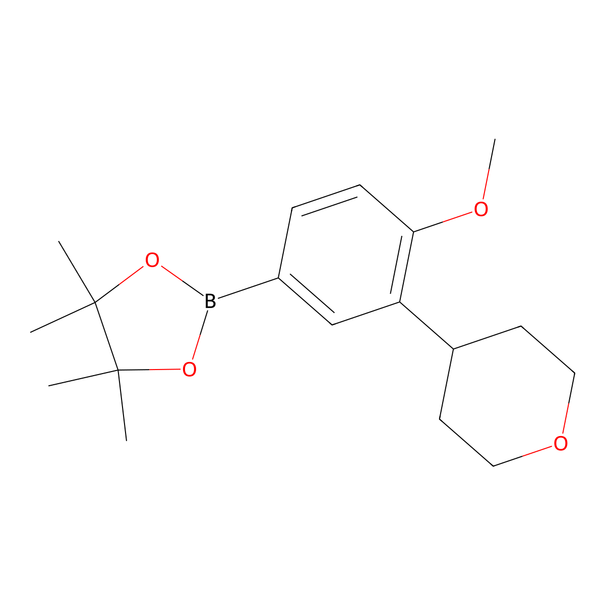 4-Methoxy-3-(oxan-4-yl)phenylboronic acid pinacol ester molecular structure, CAS 2223031-77-2