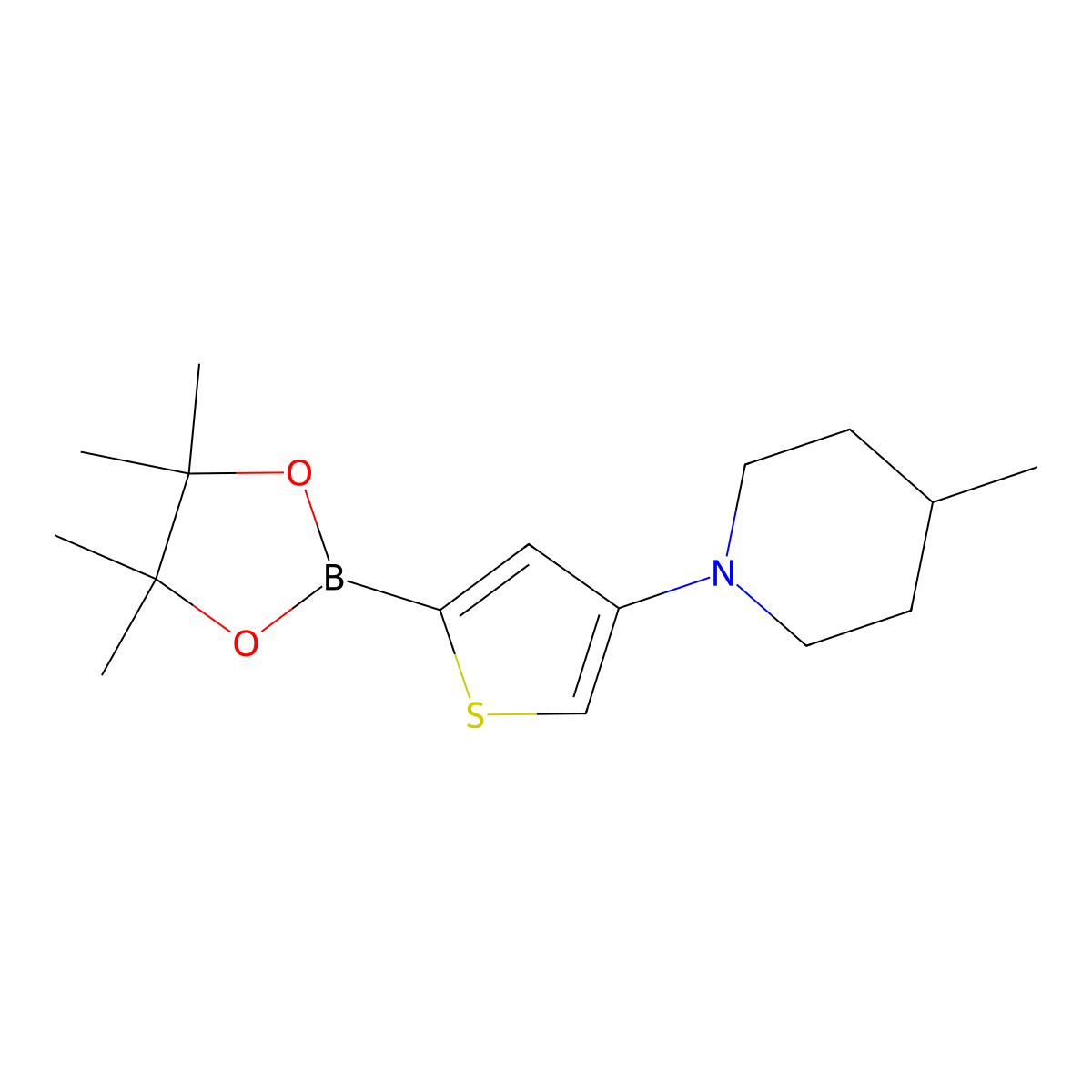 4-(4-Methylpiperidin-1-yl)thiophene-2-boronic acid pinacol ester molecular structure, CAS 2223031-88-5