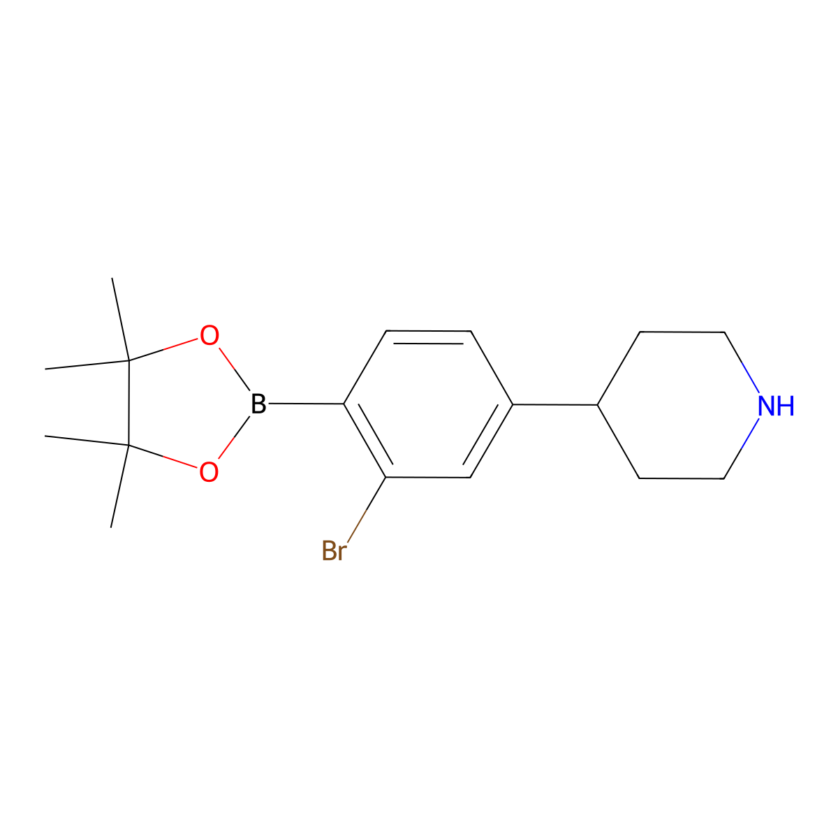 2-Bromo-4-(piperidin-4-yl)phenylboronic acid pinacol ester molecular structure, CAS 2223031-89-6