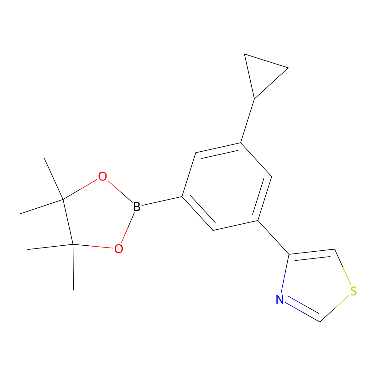 3-Cyclopropyl-5-(thiazol-4-yl)phenylboronic acid pinacol ester molecular structure, CAS 2223031-91-0